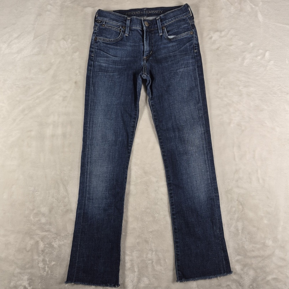 Citizens of Humanity Emannuelle Jeans Women's 24x26 Blue Denim Slim Boot Raw Hem